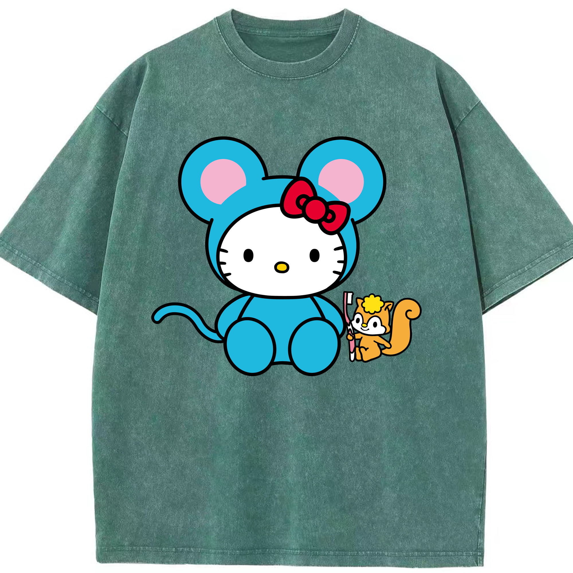 （画像用） Hello Kitty ハローキティ 綿100% ヴィンテージ風 半袖Tシャツ（フロントプリント）